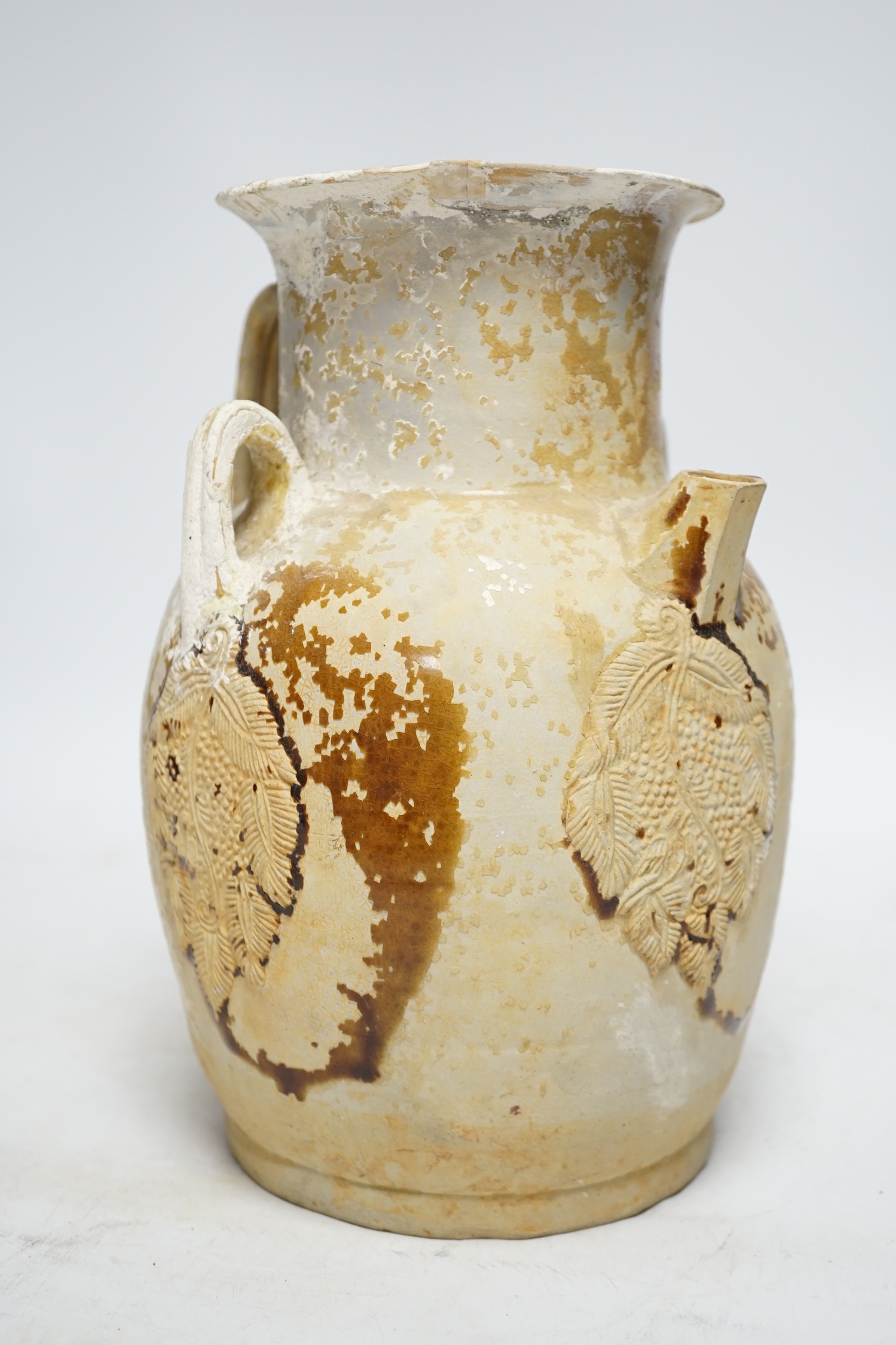 A Chinese Changsha shipwreck straw glazed ewer, Tang dynasty, 23cm